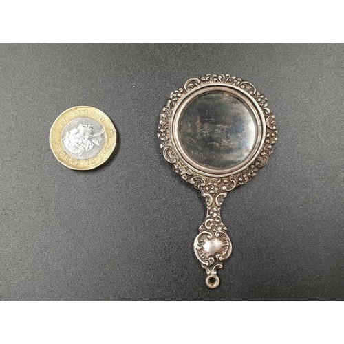 272 - Antique Ornate Hand Mirror Pendant. 7cm. 19.89g