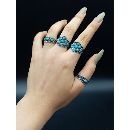 664 - 4x turquoise rings