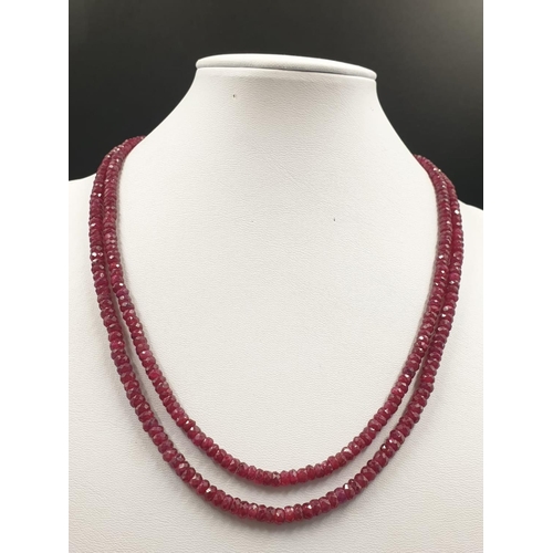 154 - A two row ruby gemstone necklace with emerald clasp with halo of rose cut diamonds vintage style 45.... 