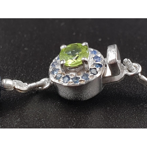 161 - 440cts Blue Sapphire necklace with Peridot and Sapphire Gemstone Clasp 49cm