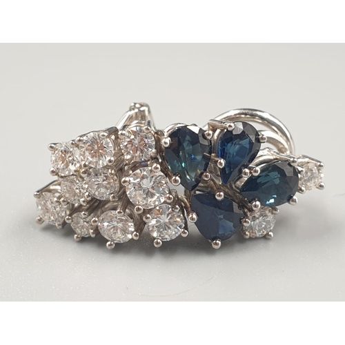 199 - Pair of Top Quality 18K White Gold, Diamond and Sapphire Earrings. 9g total weight. Over 3 carats in... 