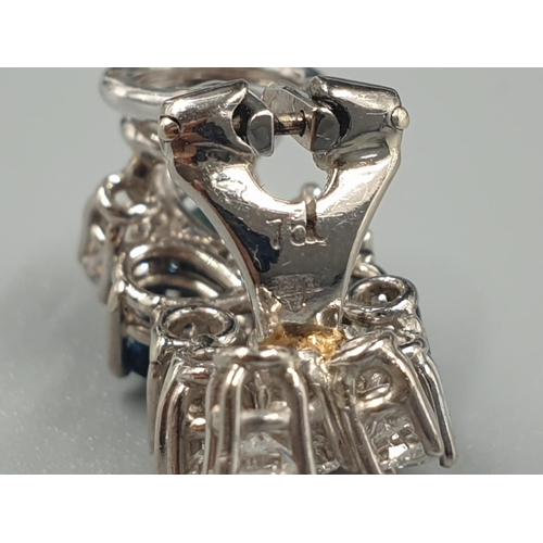 199 - Pair of Top Quality 18K White Gold, Diamond and Sapphire Earrings. 9g total weight. Over 3 carats in... 