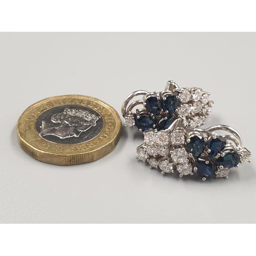 199 - Pair of Top Quality 18K White Gold, Diamond and Sapphire Earrings. 9g total weight. Over 3 carats in... 