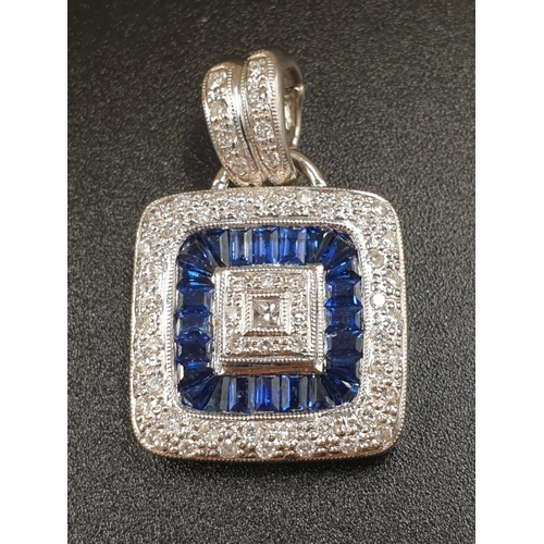 232 - 18K White Gold, Diamond and Sapphire Earring and Pendant Set. Finest quality stones. 18.1g total wei... 