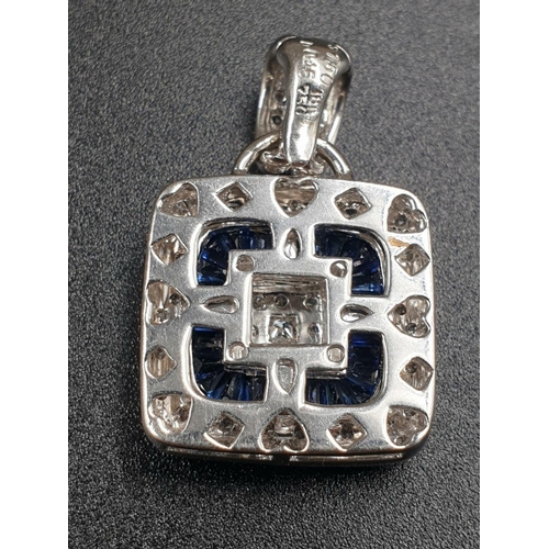 232 - 18K White Gold, Diamond and Sapphire Earring and Pendant Set. Finest quality stones. 18.1g total wei... 