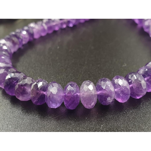 238 - 240cts , 7mm-8mm Amethyst Gemstone Necklace With Amethyst clasp in sterling silver