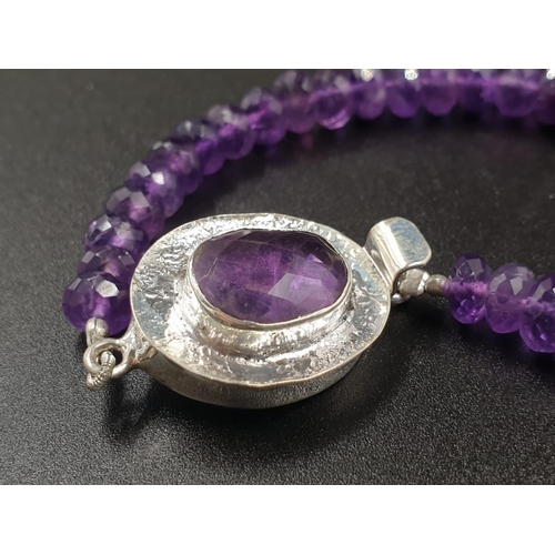 238 - 240cts , 7mm-8mm Amethyst Gemstone Necklace With Amethyst clasp in sterling silver