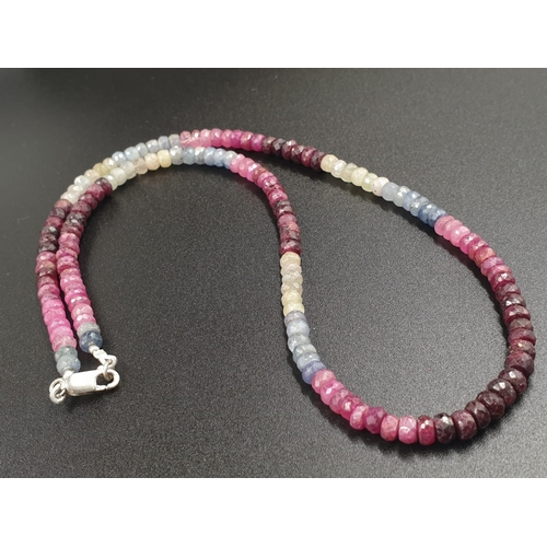 350 - 184cts Set of Multisapphire 18 inches necklace with matching bracelet