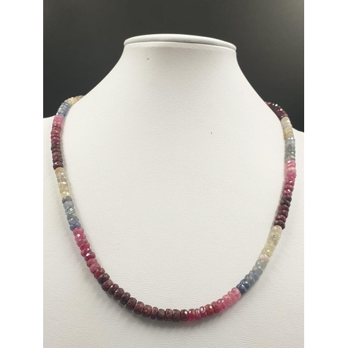 350 - 184cts Set of Multisapphire 18 inches necklace with matching bracelet