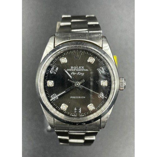 43 - Rolex Air-king Stainless Steel Diamond Dot Dial black face 1998