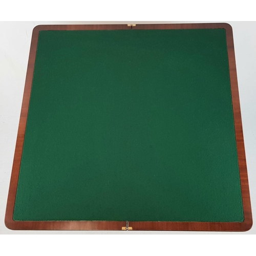 149 - A NICELY PRESENTED REPRODUCTION VICTORIAN OPENING CARD TABLE WITH AN IMMACULATE GREEN BAIZE PLAYING ... 