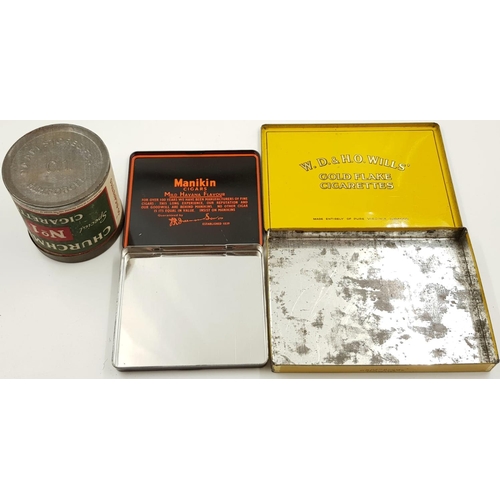 440 - Vintage Tobacco Tins. Including: Churchman's No. 1 Cigarettes, Gold Flake Cigarettes and Manikin Cig... 