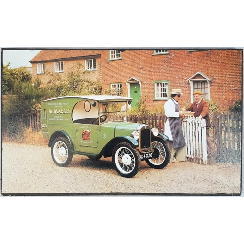 449 - A SET OF 4 WOODEN BACKED PHOTOS OF DIFFERENT MODES OF TRANSPORT  57 X 35cms