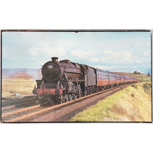 449 - A SET OF 4 WOODEN BACKED PHOTOS OF DIFFERENT MODES OF TRANSPORT  57 X 35cms