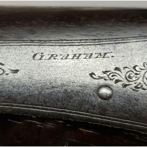 50 - A DEACTIVATED DOUBLE BARRELLED SHOTGUN CIRCA 1860 FROM GRAHAMS OF INVERNESS . ONE HAMMER IN NEED OF ... 