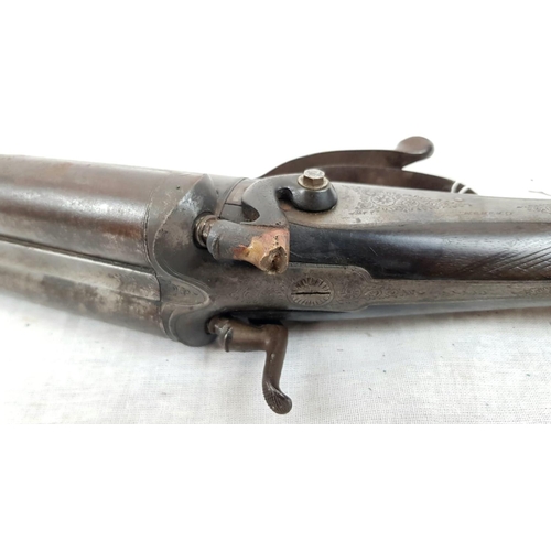 50 - A DEACTIVATED DOUBLE BARRELLED SHOTGUN CIRCA 1860 FROM GRAHAMS OF INVERNESS . ONE HAMMER IN NEED OF ... 