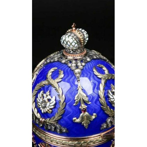 69 - Russian very Large Blue 14ct Solid yellow Gold Enamel Diamond Surprise Easter Egg.

Magnificent 14CT... 