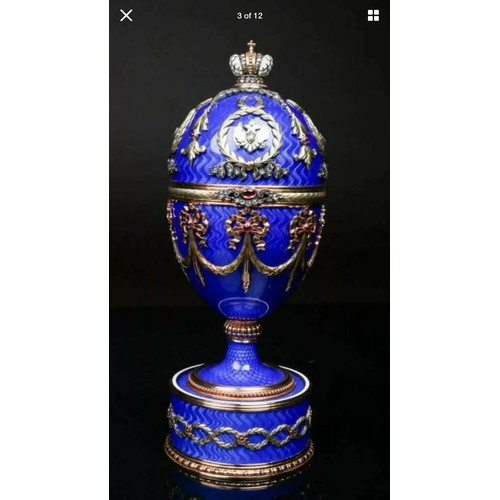 69 - Russian very Large Blue 14ct Solid yellow Gold Enamel Diamond Surprise Easter Egg.

Magnificent 14CT... 