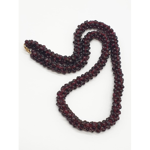 680 - Garnet NECKLACE with 9ct Gold Clasp.  80g  52cm