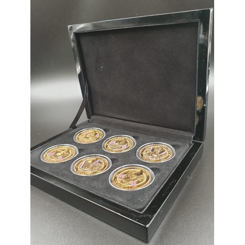 744 - WW2 VE day 70th anniversary 6 golden coin collection unopened in capsules in presentation box