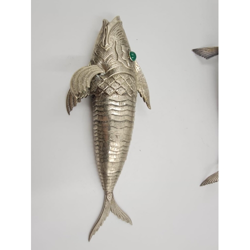 124 - 3 Vintage, possibly Antique Spanish Silver Articulated Fish. Produced by master Spanish Silversmiths... 