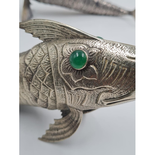 124 - 3 Vintage, possibly Antique Spanish Silver Articulated Fish. Produced by master Spanish Silversmiths... 