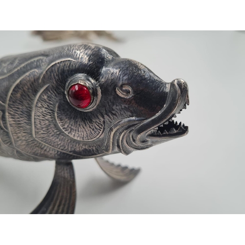 124 - 3 Vintage, possibly Antique Spanish Silver Articulated Fish. Produced by master Spanish Silversmiths... 