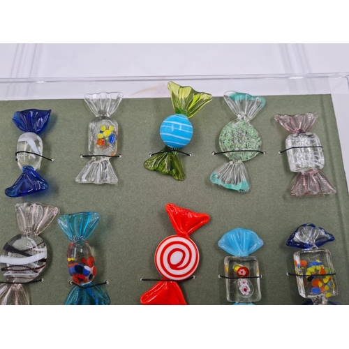 805 - An impressive collection of 15, very realistic, Murano, individually handmade, glass sweets.