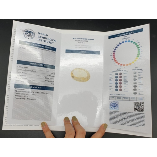 188 - A very large oval 26.50cts  Natural Citrine stone with W.G.I (World Gemmological Institute) UK Certi... 