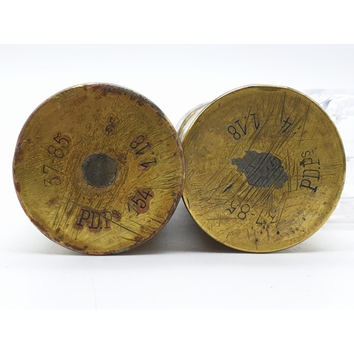 294 - Pair of INERT WW1 French Trench Art 37mm Hotchkiss “Pom Pom” Shells.