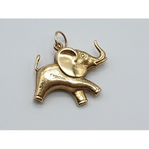 457 - 9K Gold Elephant Charm. 1.91g