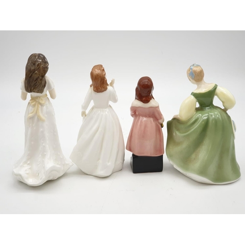 462 - A Selection of Four Royal Doulton Figurines: Joy, Fair Maiden, Little Nell and Sentiments and Greeti... 