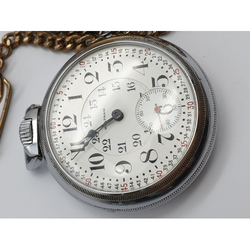 846 - Two Modern Pocket Watches. One, Quartz Movement with Chain, the other based on a Waltham Design.