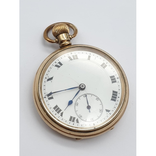 879 - Vintage Gold Plated Swiss Pocket Watch - In Working Order.