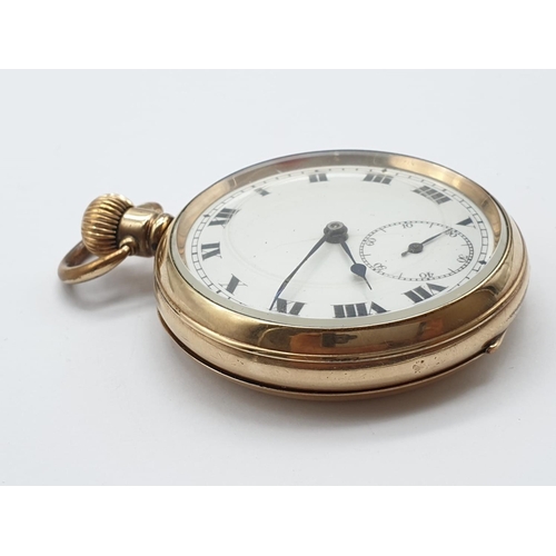 879 - Vintage Gold Plated Swiss Pocket Watch - In Working Order.