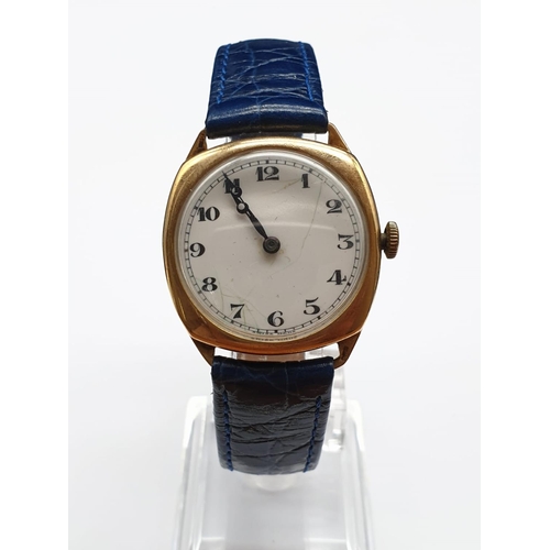 982 - Vintage 1935 Vertex Gent's Watch. Blue Leather strap. white dial, as found.