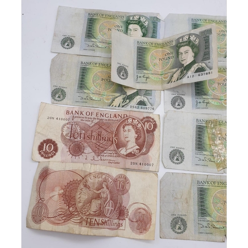 998 - 11 Old Bank of England One Pound Notes, Two Ten Shilling Notes and a 1946 National Savings Certifica... 