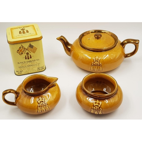 874 - Boston Harbour Tea Party Gift Set No. 4. Tea Pot, Sugar Bowl, Milk Jug and Tea Caddy by Davison Newm... 