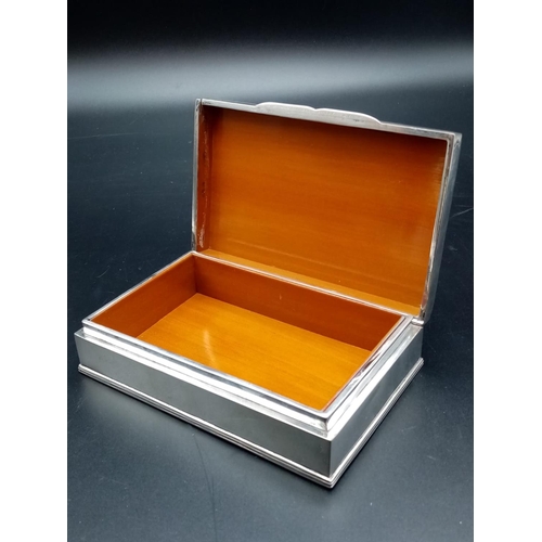 919 - Decorative, Thai Sterling Silver Jewellery Box. Wood interior. 313g total weight. 14 x 9cm