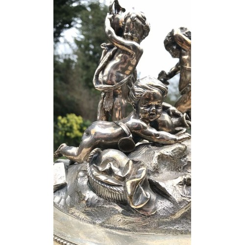 13 - ANTIQUE early 20th century FRENCH SOLID SILVER CENTREPIECE BY TETARD FRERES.
Depicting a Bacchanalia... 