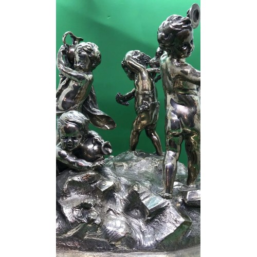 13 - ANTIQUE early 20th century FRENCH SOLID SILVER CENTREPIECE BY TETARD FRERES.
Depicting a Bacchanalia... 