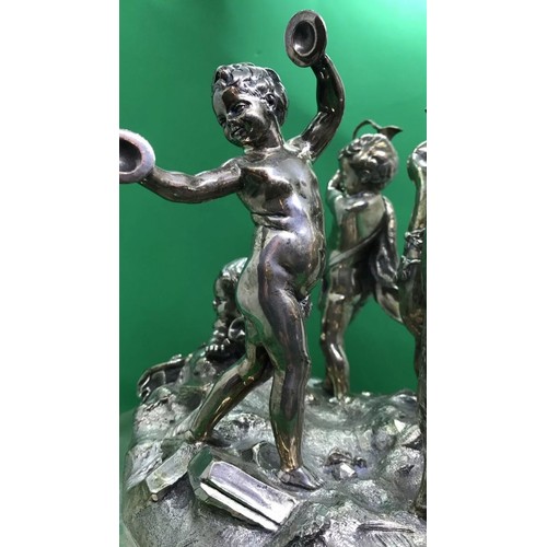 13 - ANTIQUE early 20th century FRENCH SOLID SILVER CENTREPIECE BY TETARD FRERES.
Depicting a Bacchanalia... 