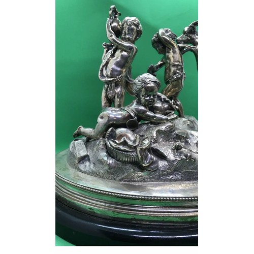 13 - ANTIQUE early 20th century FRENCH SOLID SILVER CENTREPIECE BY TETARD FRERES.
Depicting a Bacchanalia... 