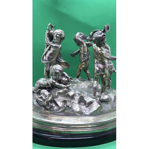 13 - ANTIQUE early 20th century FRENCH SOLID SILVER CENTREPIECE BY TETARD FRERES.
Depicting a Bacchanalia... 