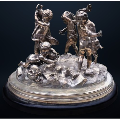 13 - ANTIQUE early 20th century FRENCH SOLID SILVER CENTREPIECE BY TETARD FRERES.
Depicting a Bacchanalia... 