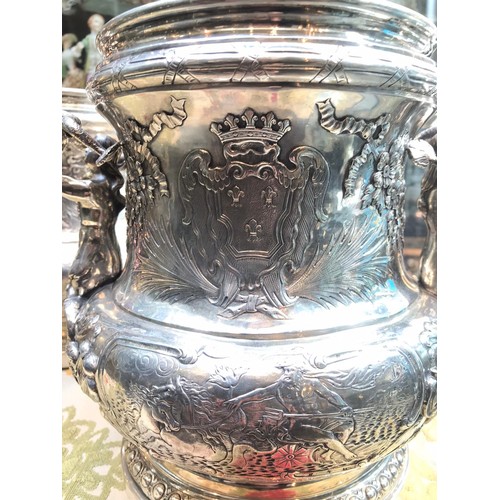 20 - 19th Century pair of German Hanau solid Silver wine / champagne coolers, each exceptionally decorati... 