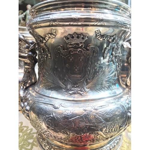 20 - 19th Century pair of German Hanau solid Silver wine / champagne coolers, each exceptionally decorati... 