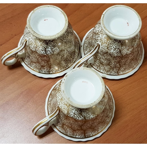 205 - A Very Early Set of Chamberlain Worcester Six Tea Cups with Saucers. Gilded Decoration, in Good Cond... 