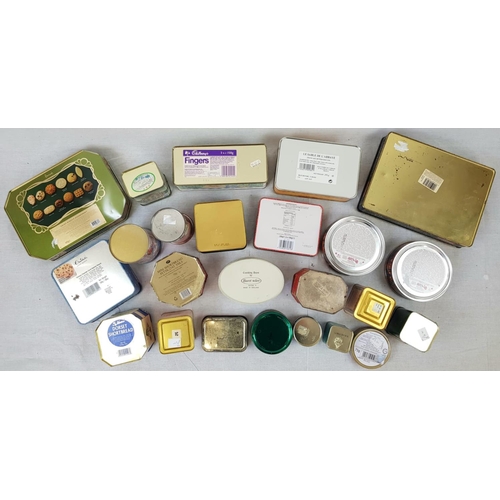 219 - A SELECTION OF VINTAGE TINS TO INCLUDE A HARRODS TIN, WADDINGTONS TIN,DARJEELING TEA TIN, CHURCHILLS... 