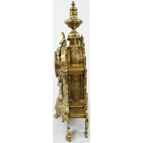Baroque Style Italian Brass Gilded Mantle Clock. Made by Articolo  Garantito. No Hands! In need of s